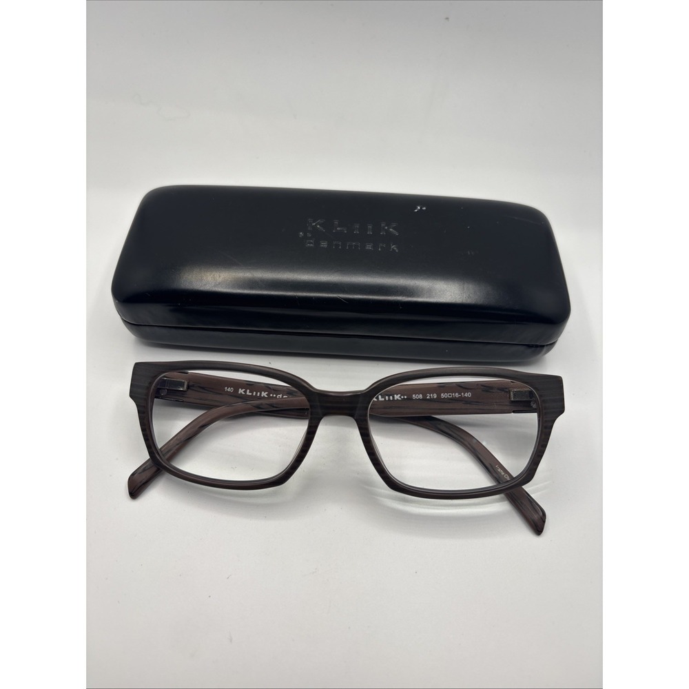 KLiiK 508 219 Matte Brown Mens Rectangle Full Rim Eyeglasses 50-16-140 w/case